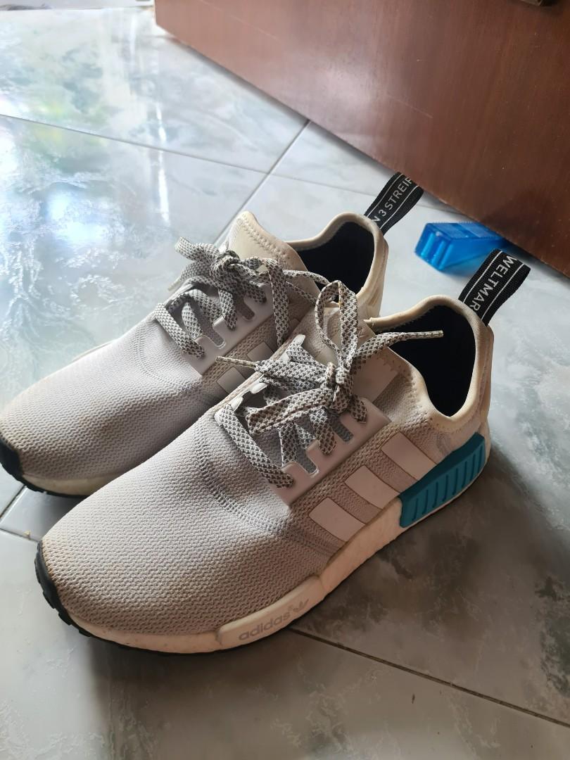 Adidas NMD R1 Blue and Grey Women s Fashion Footwear Sneakers