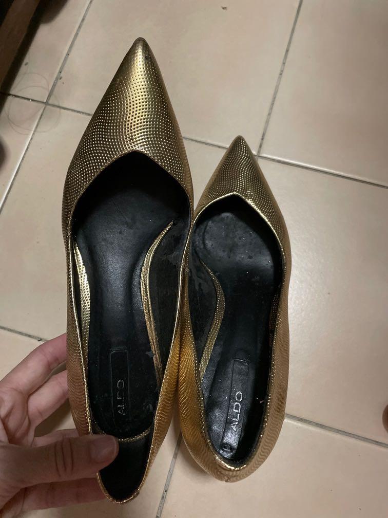 Almost New Gold Aldo Shoes, Women'S Fashion, Footwear, Heels On Carousell