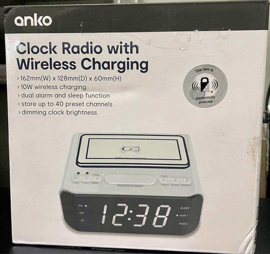 Anko Clock Radio with Wireless Charging White, Computers & Tech, Office & Business Technology