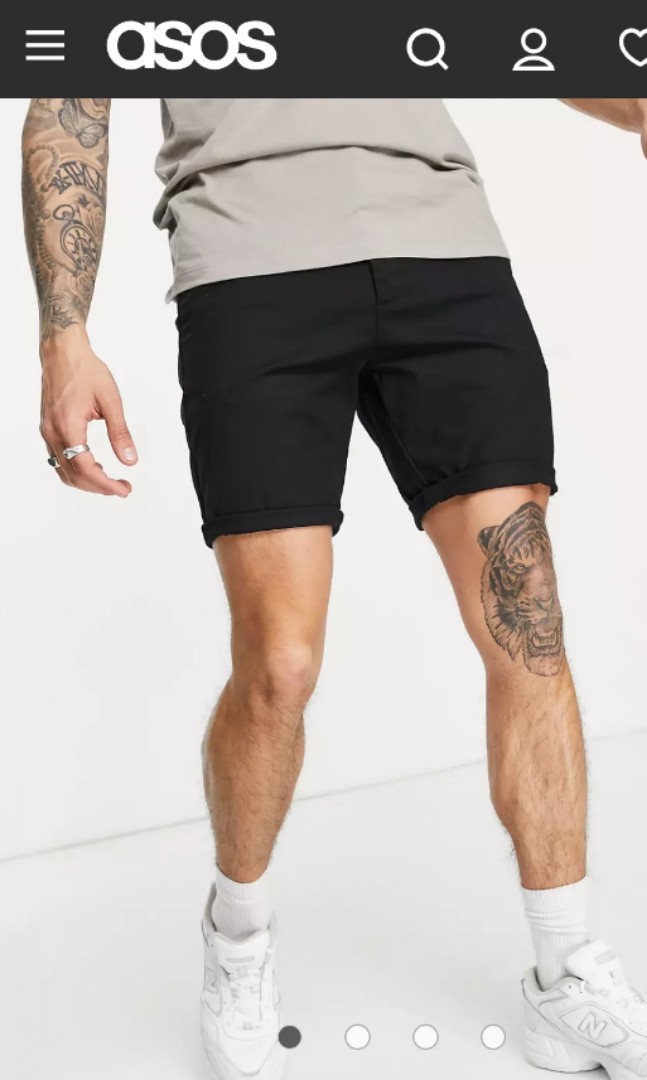 ASOS Black Chino Shorts, Men's Fashion 