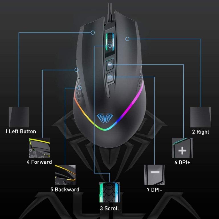 AULA F805 Gaming Mouse with 7 Keys (Category: Mouse & Mousepads) located in Las Pinas. Submitted by borjamonica644 (Listing ID 1146959894, Image 1). Description: AULA F805 Gaming Mouse with 7 Keys Brand New @ Php 300 Gaming Mouse Specs: Sensor: A704E Product dimension: 5.04*2.74*1.61inches / 128*69.7*40.8mm Type: Wired Gaming Mouse for PC / Laptop Default DPI: 800/1200/1600/2400 Backlight: Adjustable breathing backlight effect Operating system: W