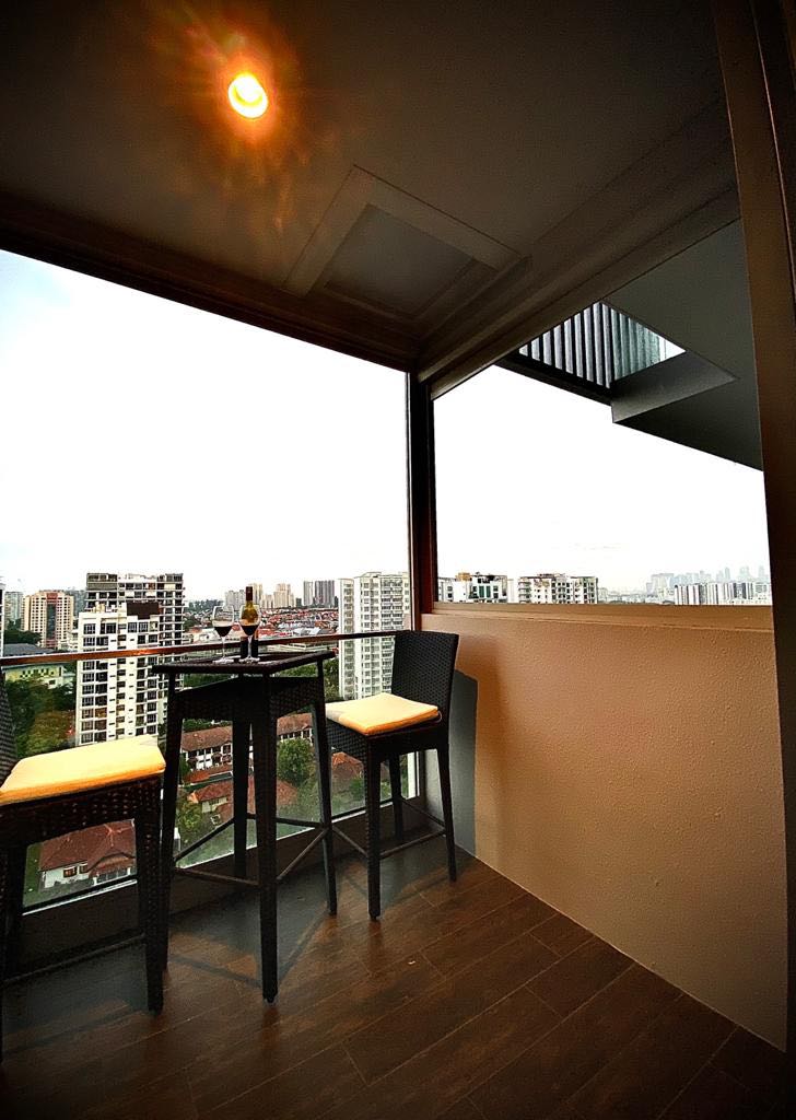 Balcony high table and chairs, Furniture & Home Living, Outdoor