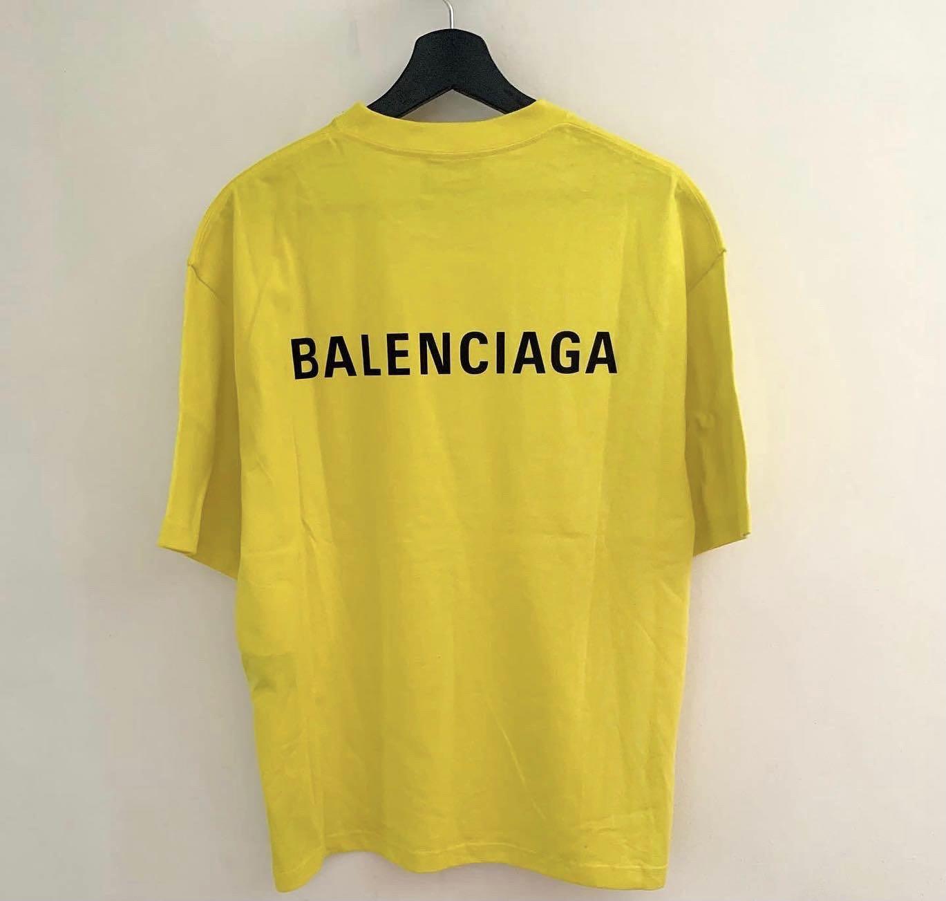 Balenciaga Rear Logo Yellow Tee Shirt, Men's Fashion, Tops & Sets ...