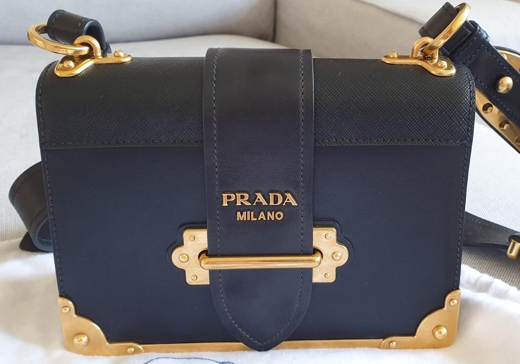 Black Leather Prada Cahier Bag Women s Fashion Bags Wallets