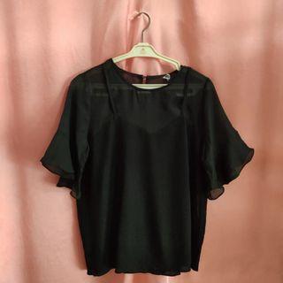Blouse Hitam Crinkle