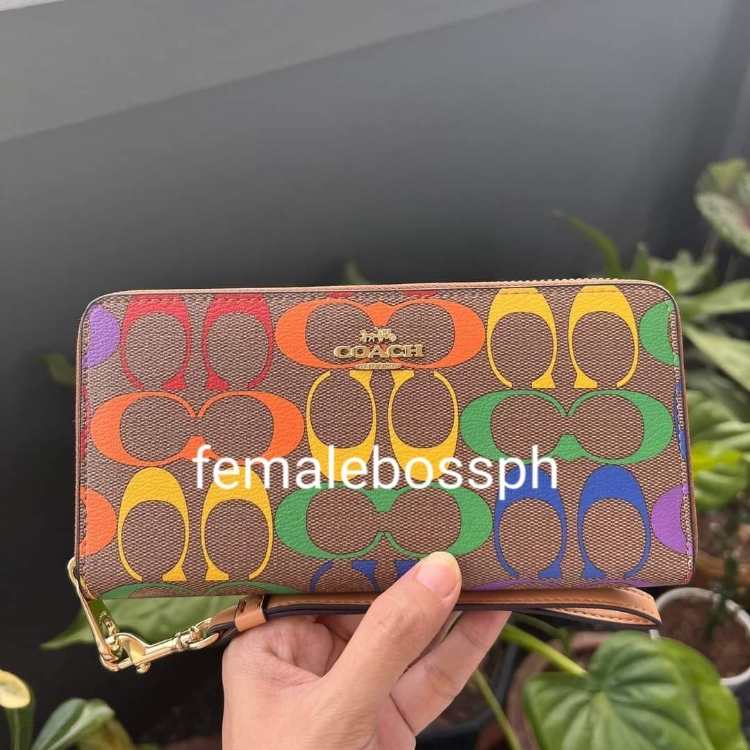 heart coin case in rainbow signature canvas