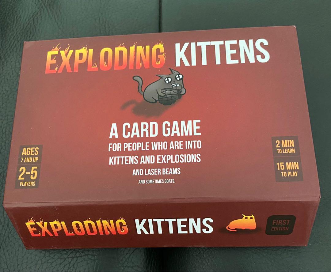 Card Game - Exploding Kittens (Category: Board Games & Puzzles) located in Singapore. Submitted by gracewcl2099 (Listing ID 1146963638, Image 1). Description: One of the card is stained as seen in Pic 2. Otherwise well kept. .