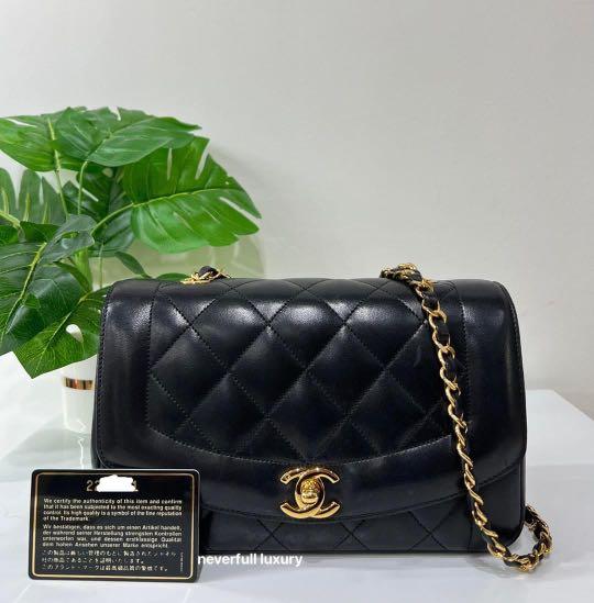 Chanel Vintage Diana Small Black Lambskin 24k Ghw Bag, Luxury