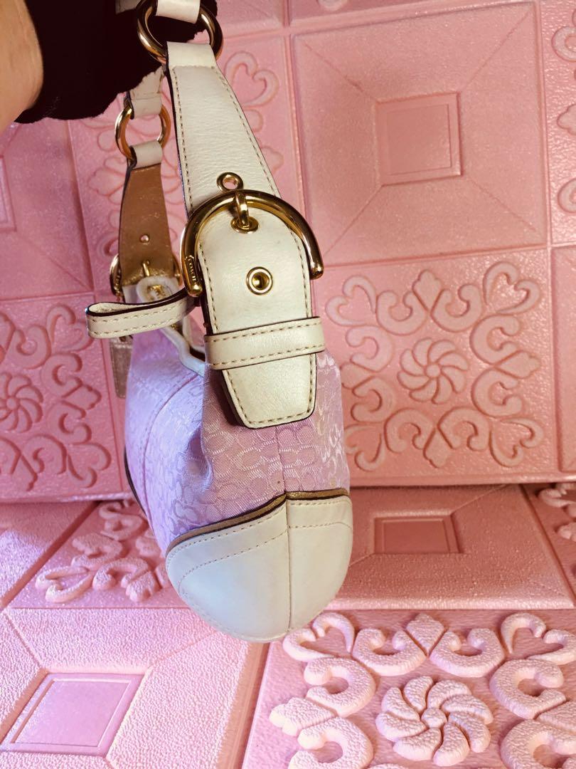 Coach pink shop and white handbag