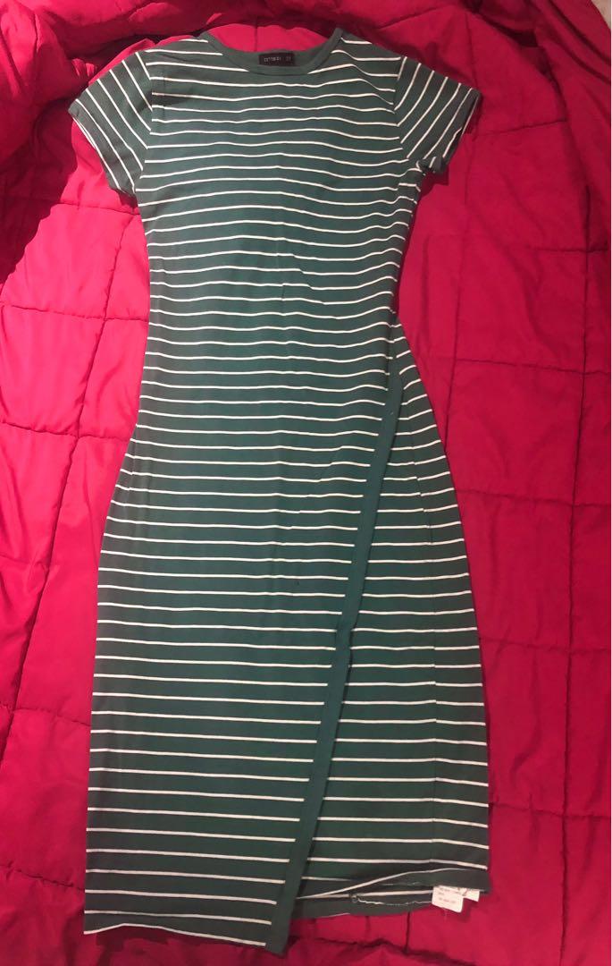 COTTON ON bodycon midi green striped dress , Women's Fashion, Dresses &  Sets, Dresses on Carousell