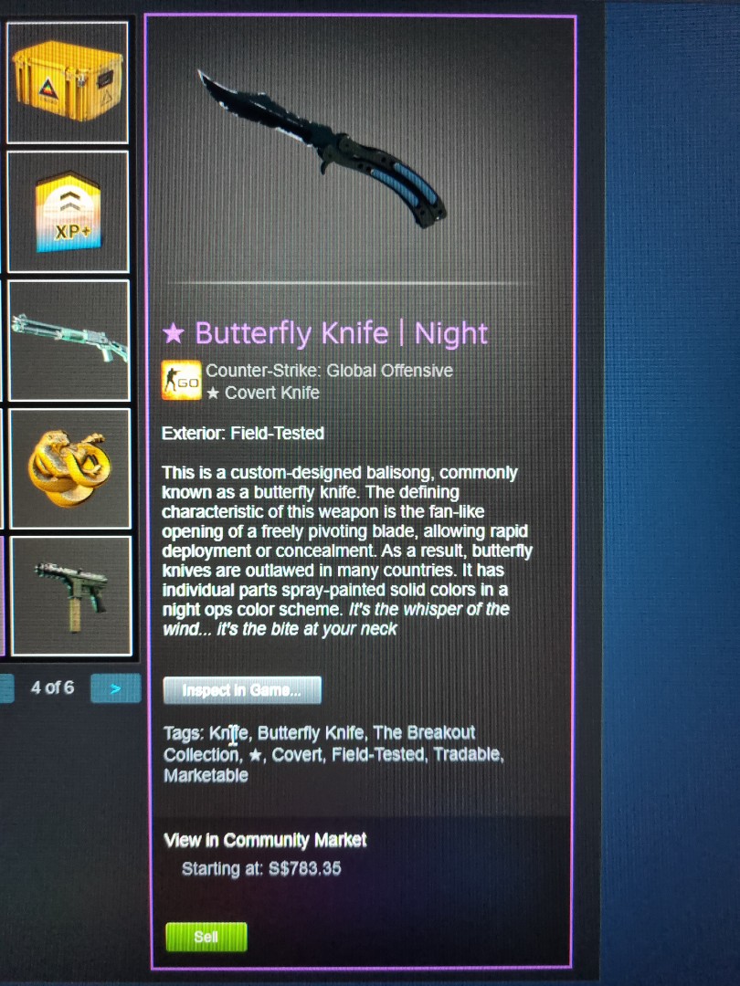 CSGO butterfly knife night (fieldtested), Video Gaming, Gaming