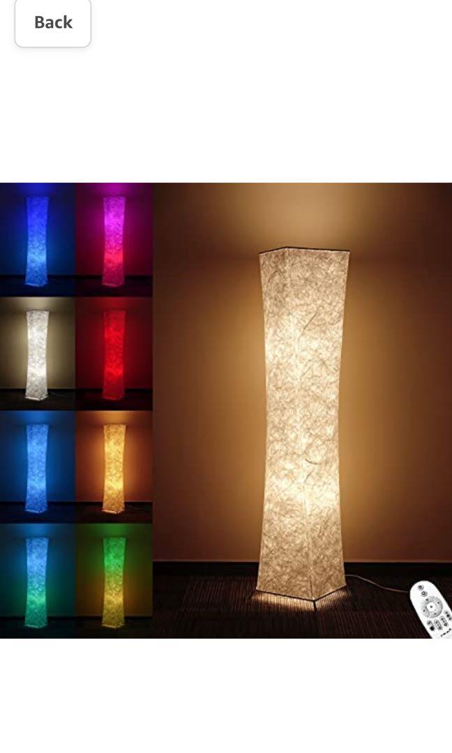 Floor lamp, CHIPHY RGB Standing Lamps, Colors Changing and Dimmable LED Bulbs, Remote Control and White Fabric Shade, Modern for Bedroom, - 1