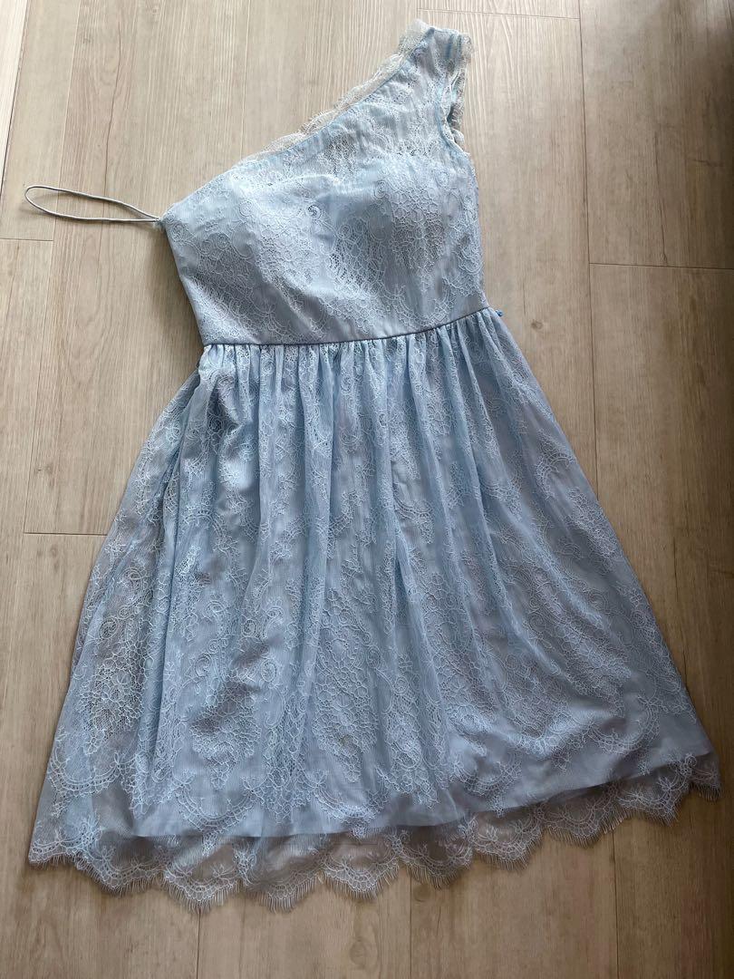 Forever New sky blue toga lace dress w scallop hem, Women's Fashion ...
