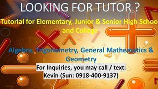 Math Tutor for General Mathematics , Trigonometry,Geometry and Algebra Tutor (ial)