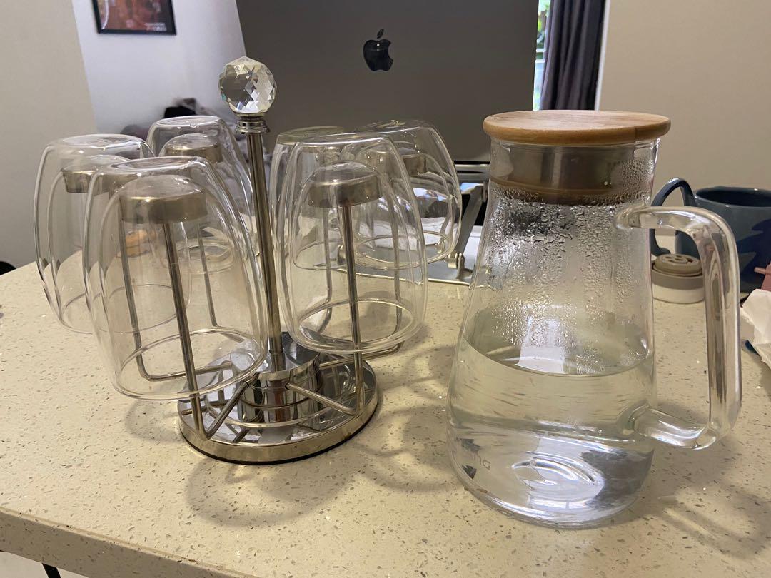 Glass jug and glasses, Furniture & Home Living, Kitchenware & Tableware