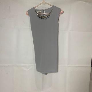 Grey korean style top with necklace