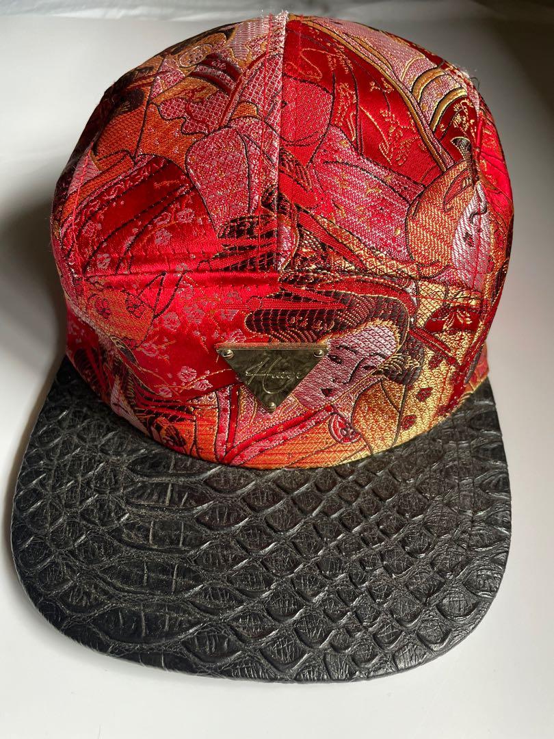 Hater Snapback Cap Hat Leather Front Panel Red Samurai Japan Geisha Design