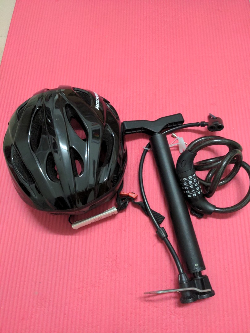 Helmet & air pump & lock, Sports Equipment, Bicycles & Parts, Parts