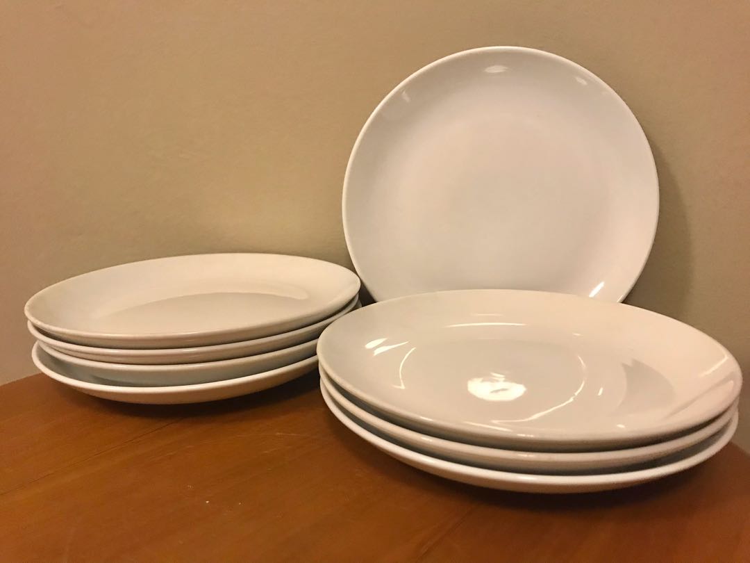 IKEA 365+ Plates x8/set Porcelain, white, 20cm, Furniture & Home Living