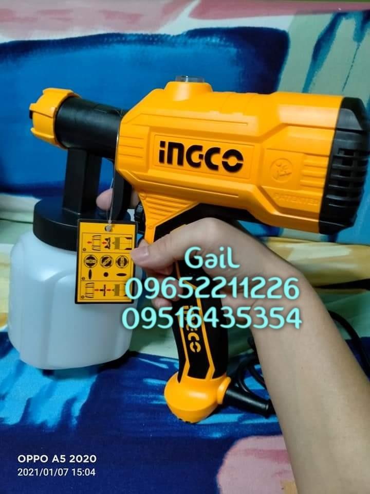 INGCO 450W Spray Gun (Category: Construction Tools & Equipment) located in Caloocan City. Submitted by abieghail (Listing ID 1147002091, Image 1). Description: INGCO 450W Spray Gun Price : ₱1,499 Model: SPG3508 Voltage: 220-240V~50/60Hz Input Power: 450W Spraying Pressure: 0.1-0.2Bar Max Flow: 380ml/min Max. Viscosity: 50DIN-s Container Capacity: 800ml Accessories: 1x Viscosity Measuring Cup 1x Nozzle Cleaning Needle 1x Manual 1x Warranty card Fo