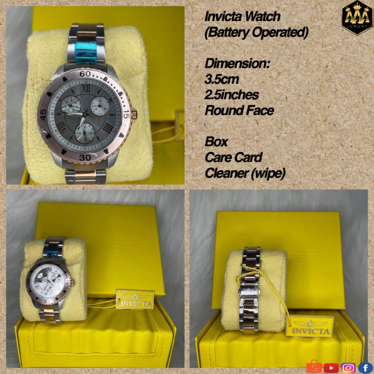 invicta watch battery operated, Luxury, Watches on Carousell