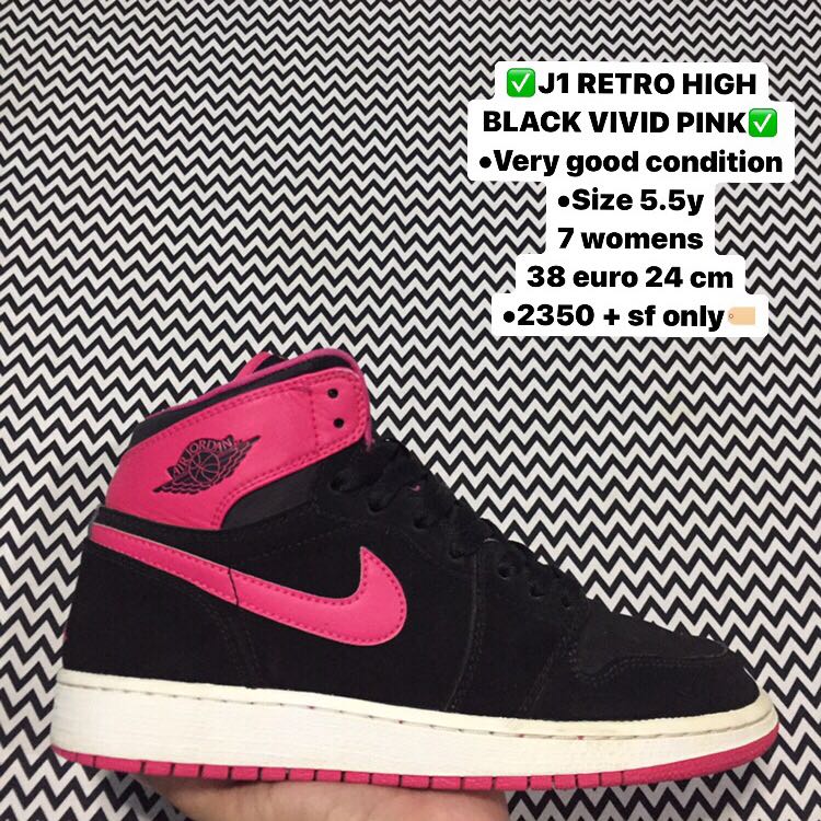 Jordan 1 retro top high black vivid pink