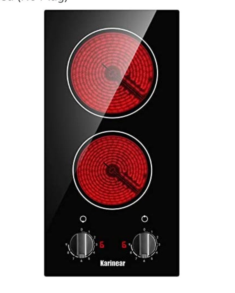 Karinear 12" 2 Burner Electric Cooktop, Integrated Electric Stove Top