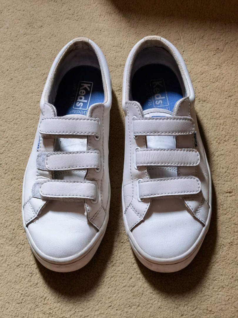Keds White Sneakers with Velcro Strap, Women's Fashion, Footwear ...