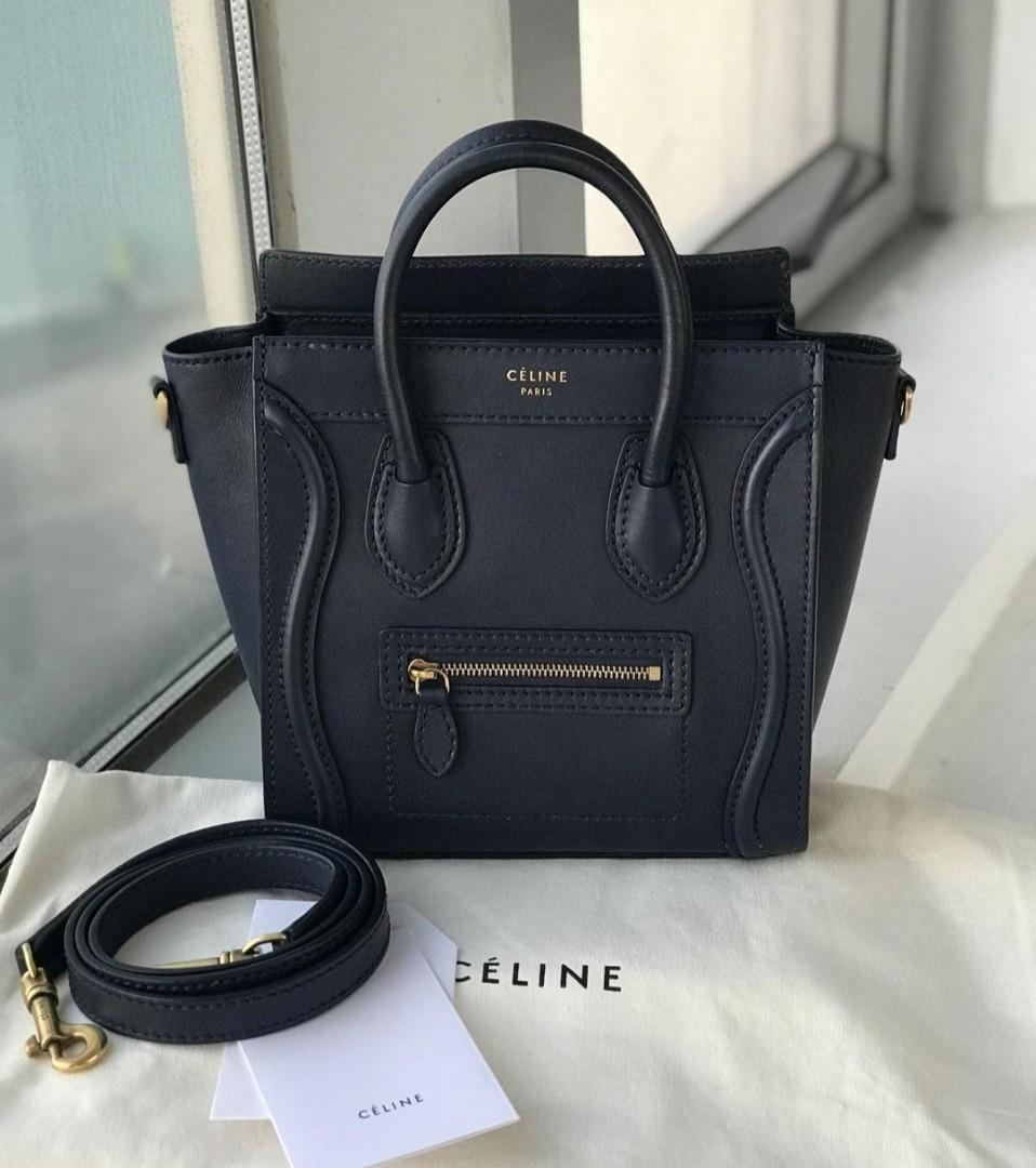 Nano luggage leather handbag Celine Navy in Leather - 35874996