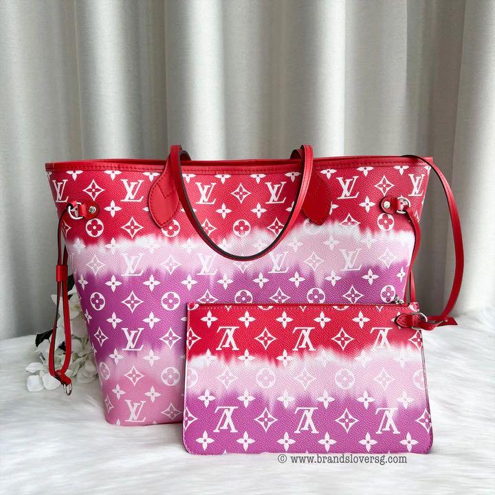 Limited Edition Louis Vuitton Neverfull MM Pink / Red Escale Bag