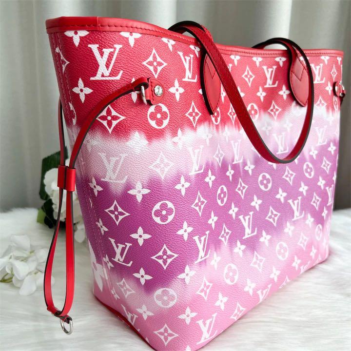 Louis Vuitton Red and Pink Monogram Escale Coated Canvas Neverfull mm Silver Hardware, 2020 (Like New), Womens Handbag