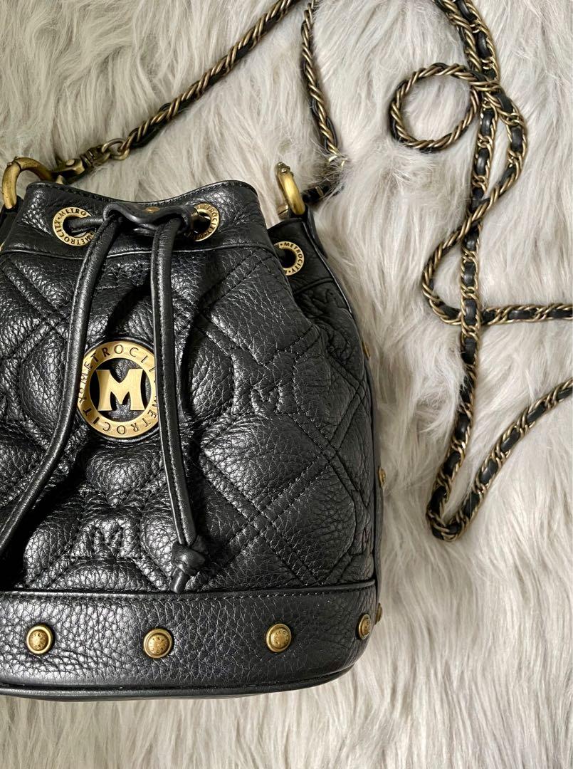 Metrocity Quilted Black Leather Chain Sling Bag, Luxury, Bags & Wallets on  Carousell