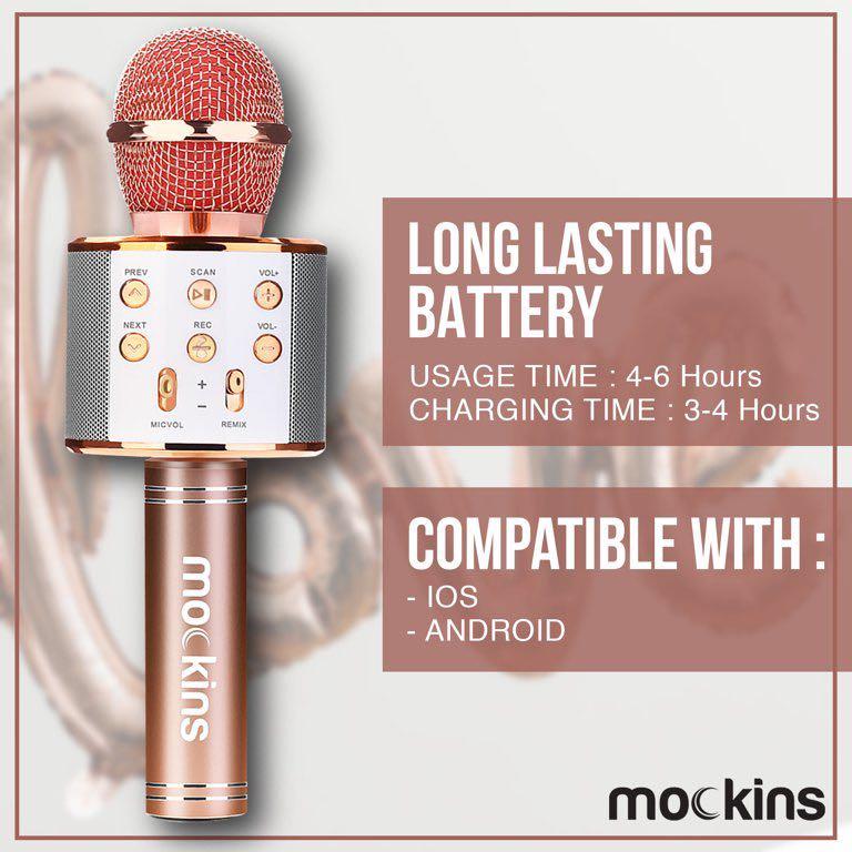 Mockins Rose Gold Portable Bluetooth Karaoke Microphone Mic