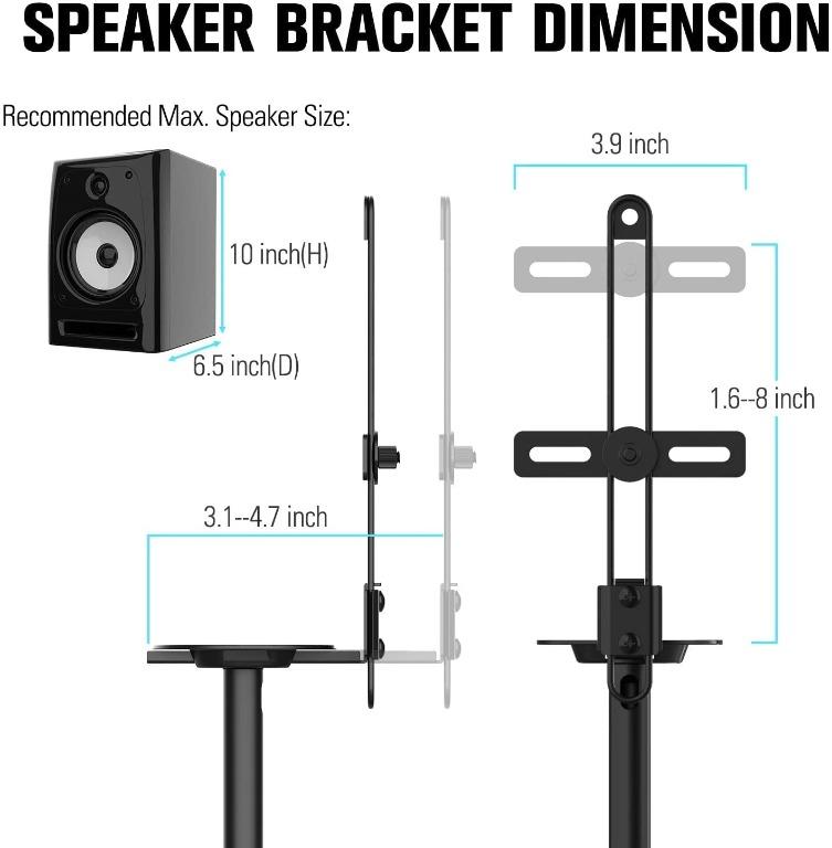 Mounting Dream Height Adjustable Speaker Stands Mounts, One Pair Floor