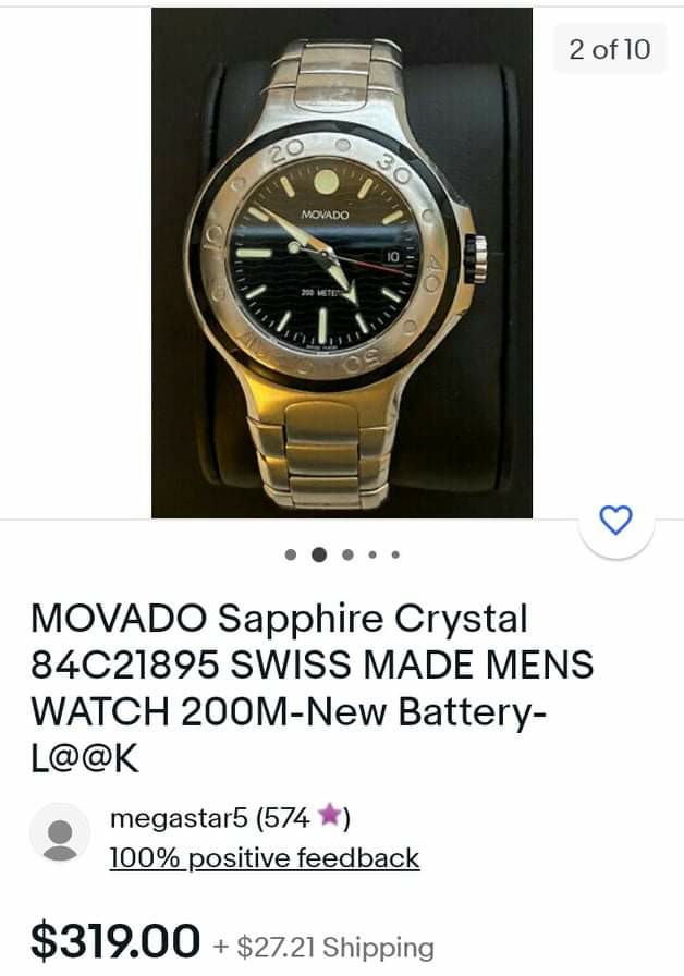 MOVADO Sapphire Crystal watch, Luxury 