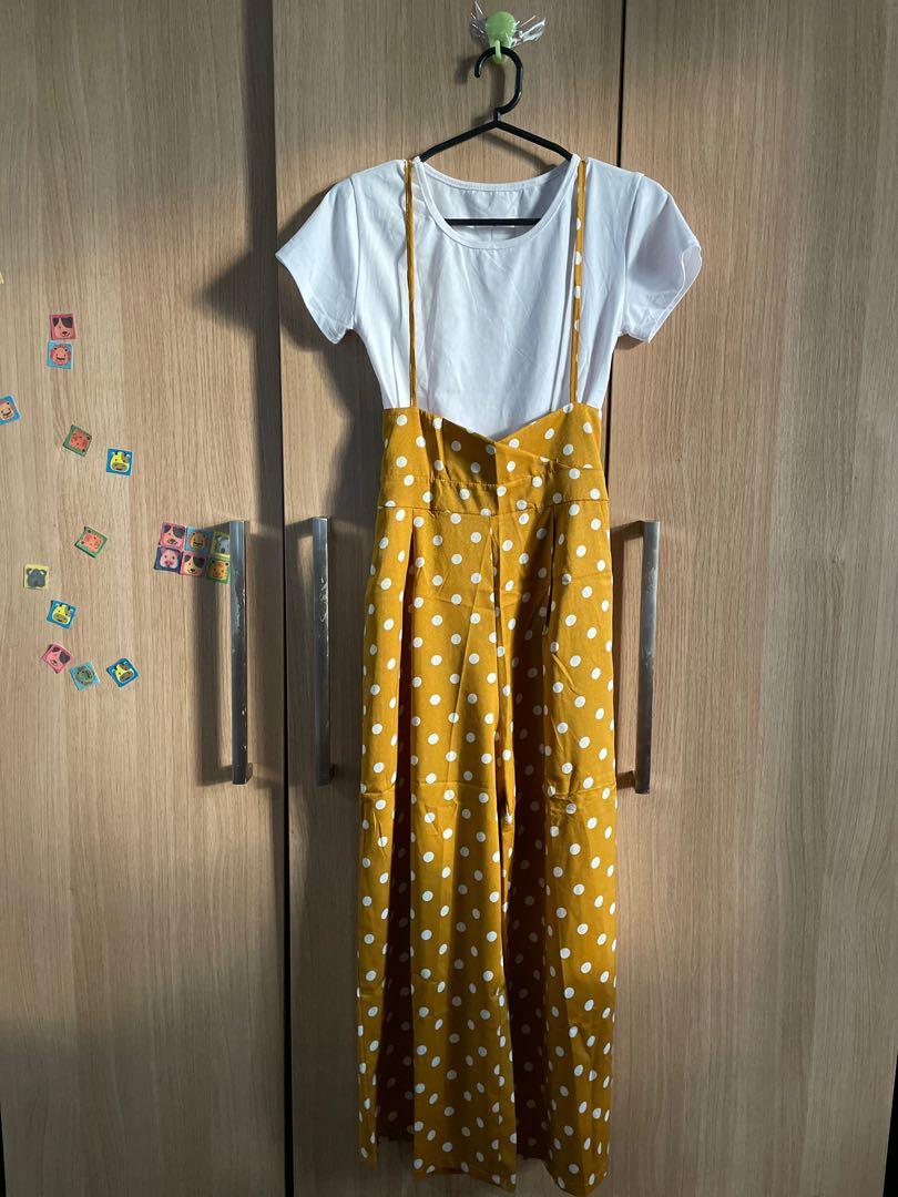 Mustard polka dot jumpsuit online