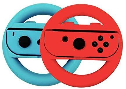 Mario Kart 8 with Red and Blue Steering Wheels Bundle, Nintendo Switch 