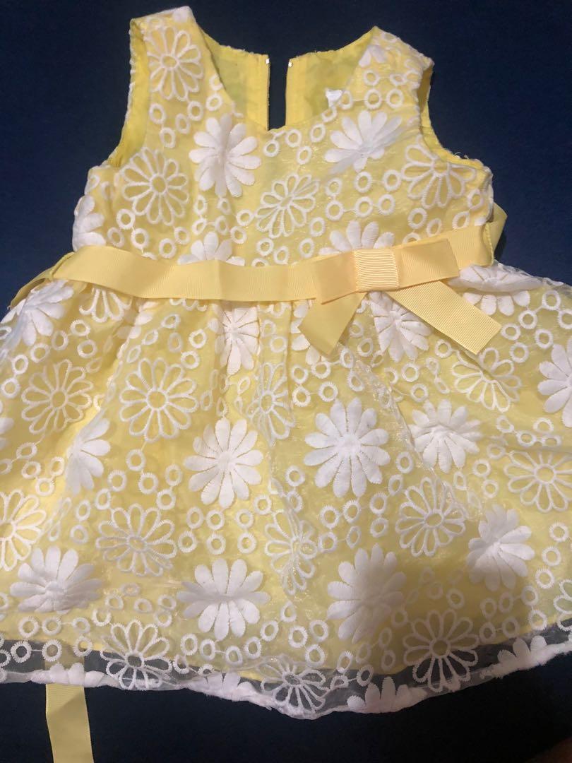 Pastel yellow dress, Babies & Kids, Babies & Kids Fashion on Carousell