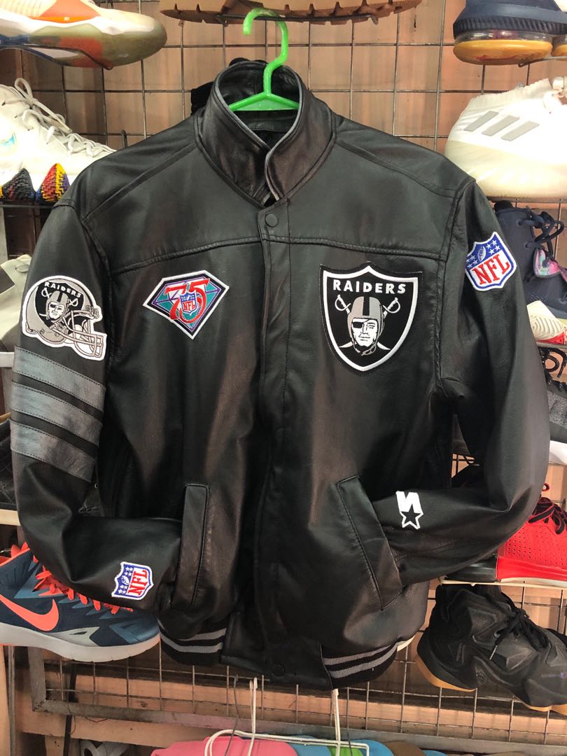 Raiders Black Soft Leather Mens Jacket 