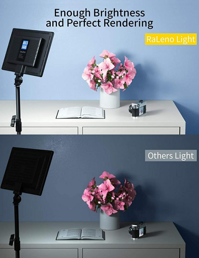 RALENO LED Video Soft Light Panel for Studio Photography, Live Streaming,  Video Conferencing Camera Light Built-in Dual Rechargeable Battery,  Adjustable Brightness and Color Temperature, Photography, Photography  Accessories, Lighting  Studio