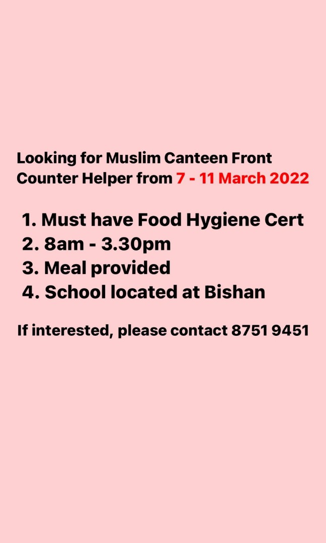 Required School Canteen Helper, Everything Else on Carousell