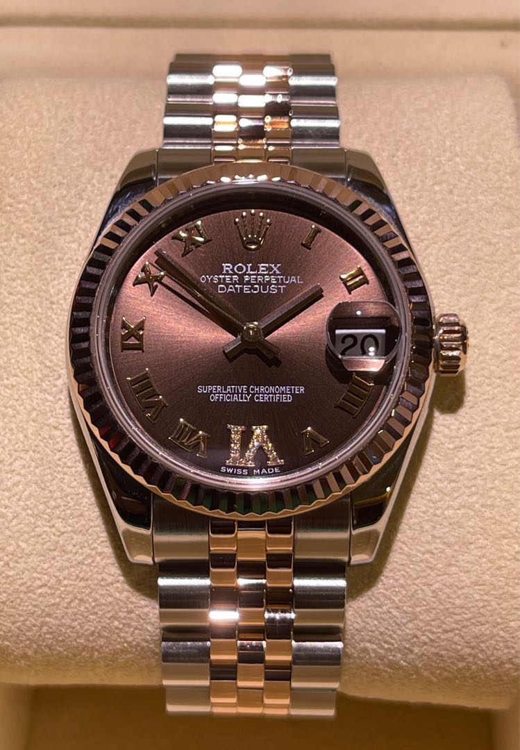 Rolex datejust rose top gold roman numerals