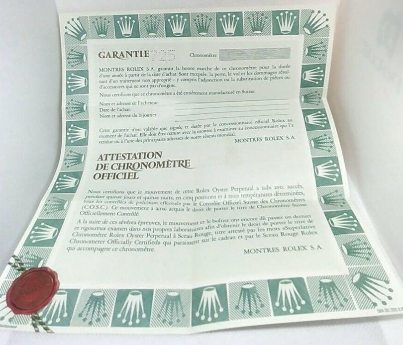 ROLEX Submariner 16613 Certificate Guarantee papers Luxury