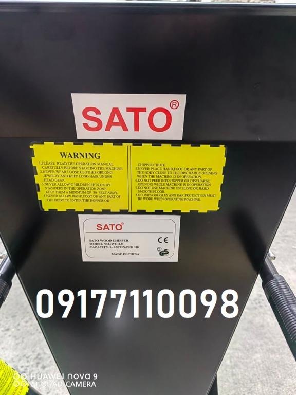 Sato Wood Chipper (Category: Construction Tools & Equipment) located in Manila. Submitted by joeyroque09 (Listing ID 1147011752, Image 1). Description: TAKEZO INDUSTRIAL SUPPLY Location: Mayhaligue St. Abad Santos, Manila Waze: Takezo Industrial Supply (Tondo, Manila) Land mark: Uno High School 126 Medicion 2B, Imus, Cavite Waze: Takezo Industrial Supply (Imus, Cavite) Land mark: Sea Oil.
