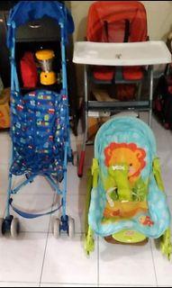Second hand baby stroller and table