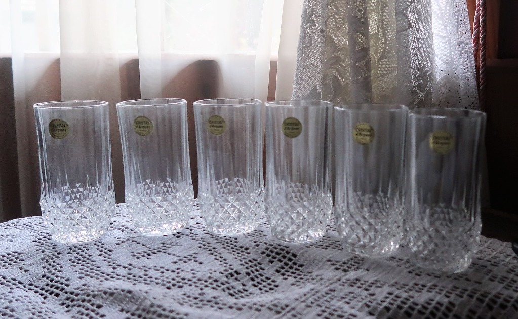Set of 7 Crystal Water Glasses Made In France, Furniture & Home Living