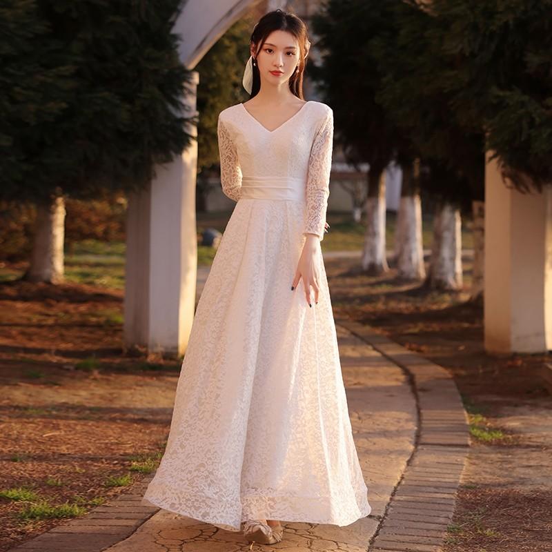 White lace casual wedding dress online