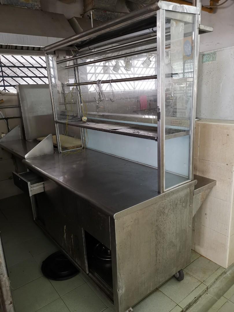 Stainless steel chicken rice stall 白钢鸡饭摊, Furniture & Home Living ...