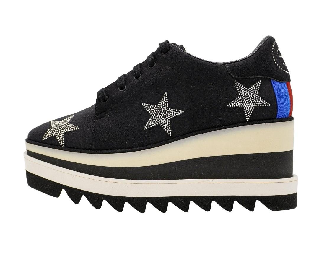 Stella Mccartney Black Faux Suede Elyse Platform Lace Up Sneakers Luxury Sneakers Footwear on Carousell