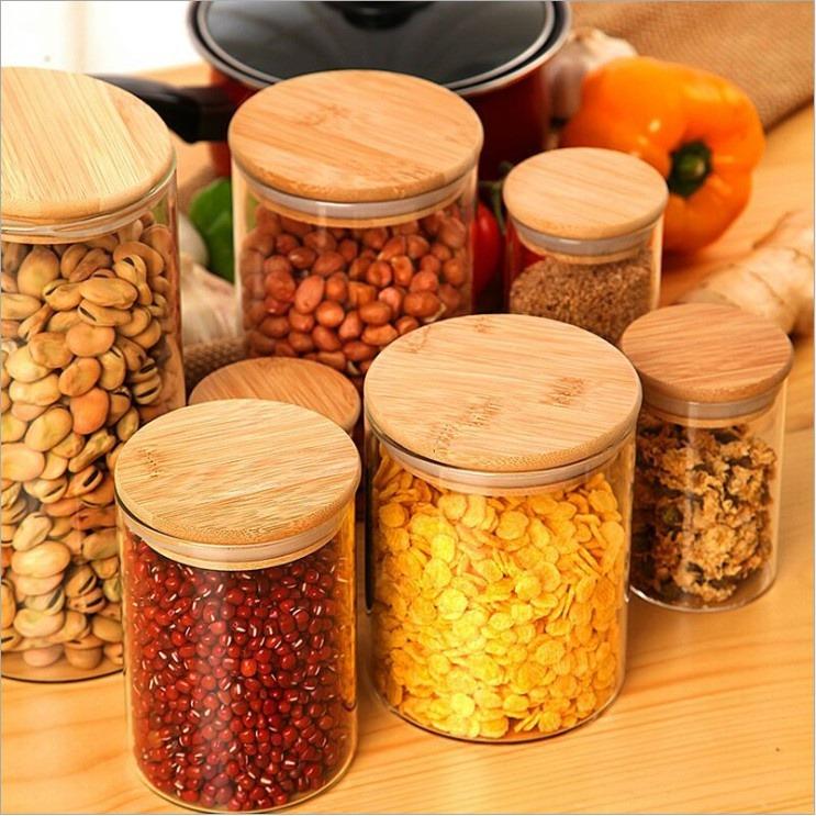 Storage Tank Food Container Bamboo Covered High Borosilicate Food